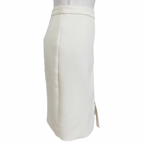 J CREW PETITE CREAM ASYMMETRICAL FRONT ZIPPER RIBBED PENCIL SKIRT - 4P - Picture 4 of 12